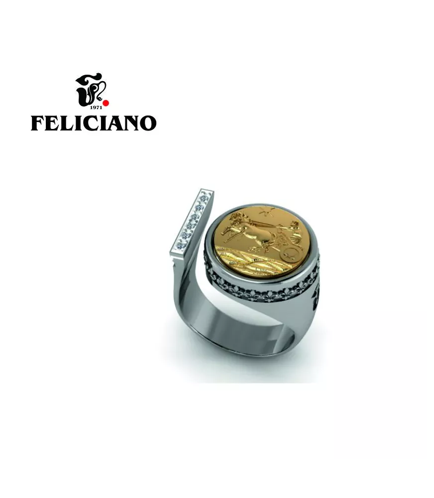 ANILLO DE PLATA Y BRONCE CUADRIGA 