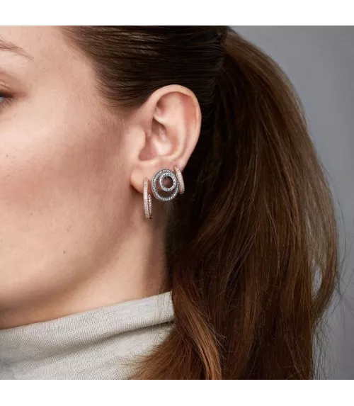 Pendientes de aro con un recubrimiento en oro rosa de 14k Corazones de Pandora grandes