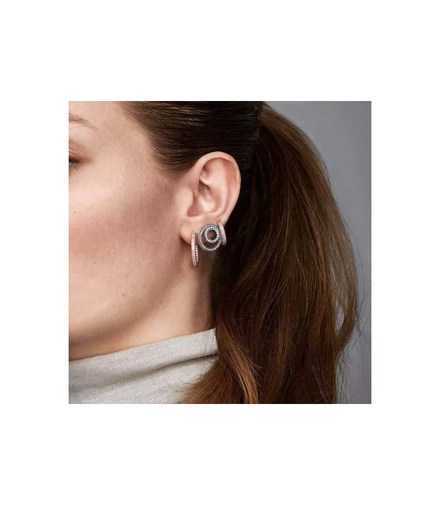 Pendientes de aro con un recubrimiento en oro rosa de 14k Corazones de Pandora grandes