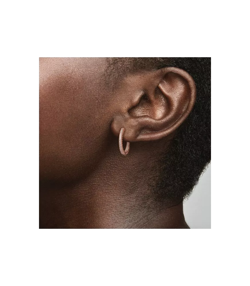 Pendientes de aro con un recubrimiento en oro rosa de 14k Corazones de Pandora grandes