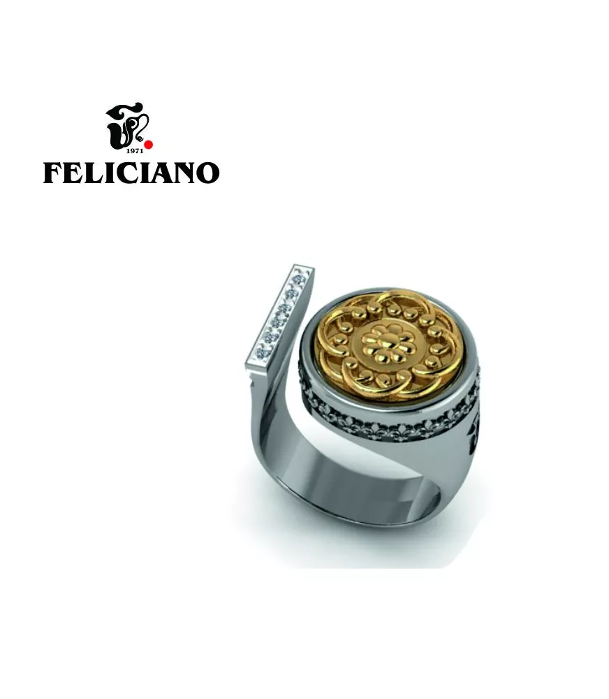 ANILLO DE PLATA, BRONCE Y CIRCONITAS