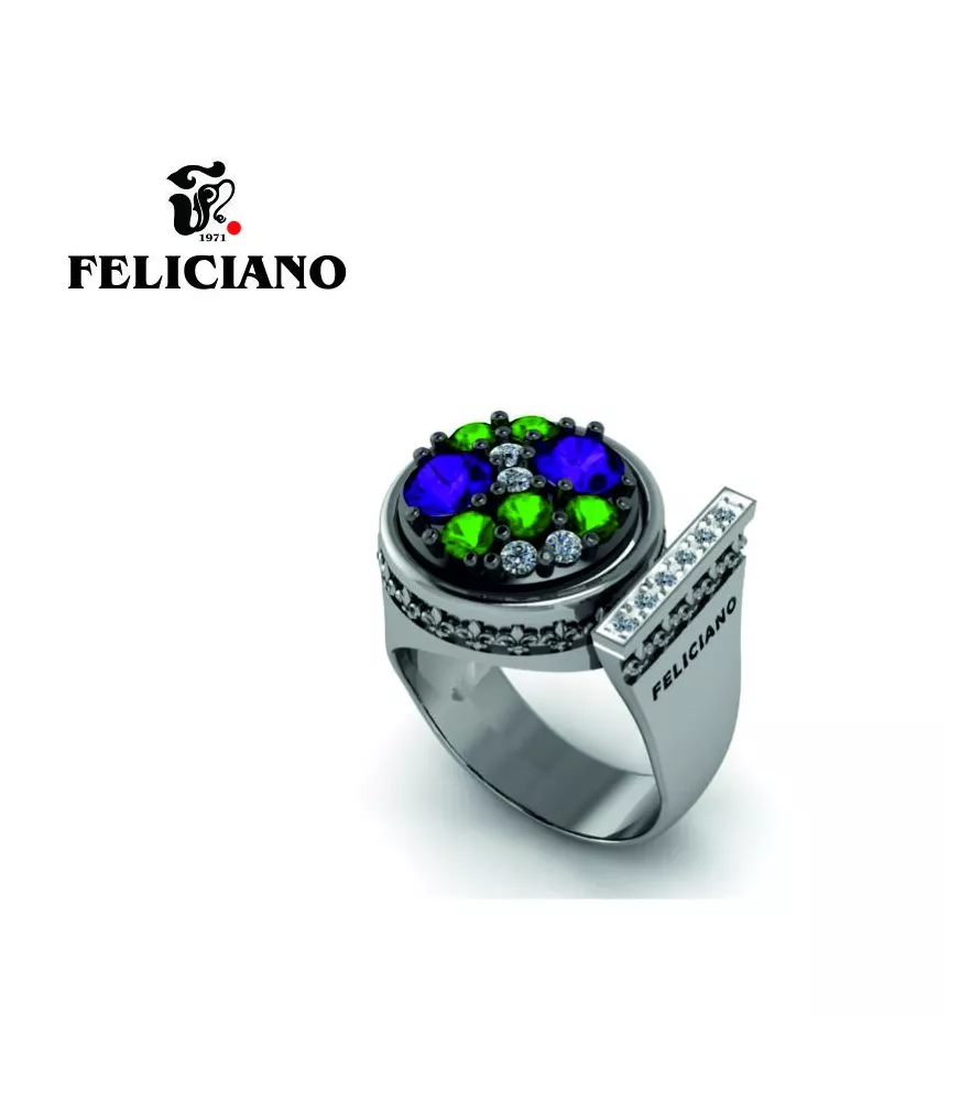 ANILLO DE PLATA, CIRCONITAS Y CUARZO HIDROTERMAL