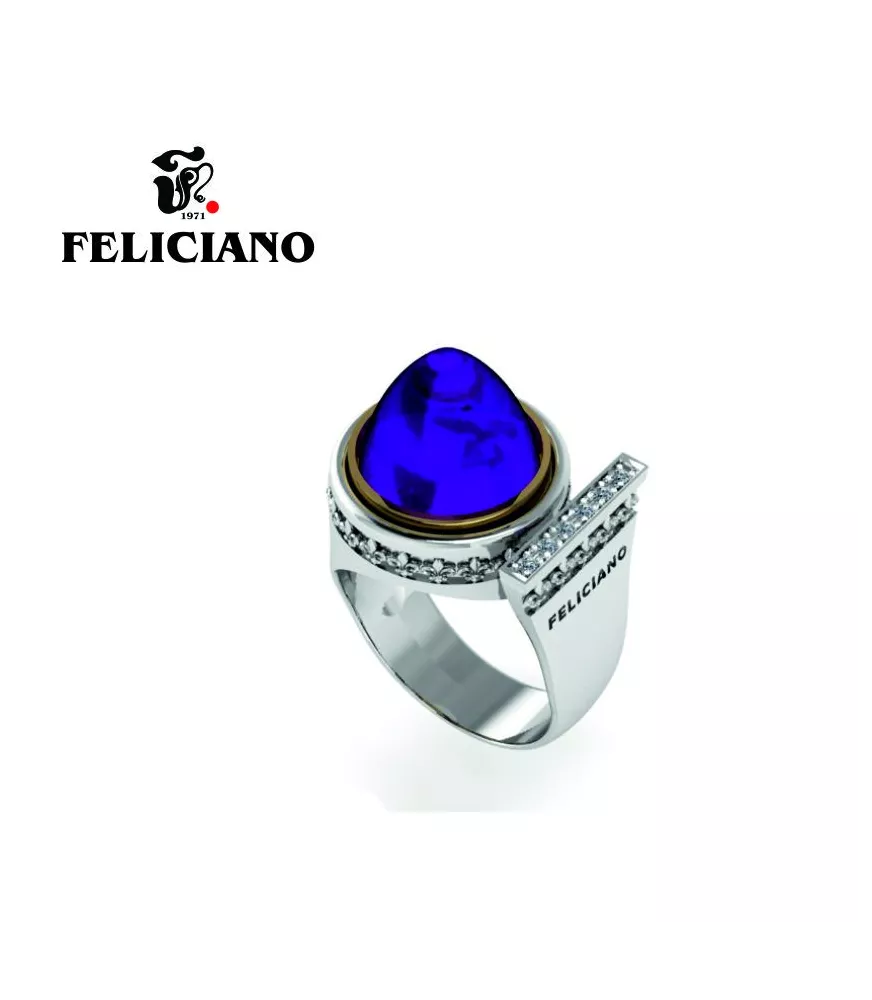 ANILLO DE PLATA, BRONCE, CUARZO HIDROTERMAL MORADO Y CIRCONITAS