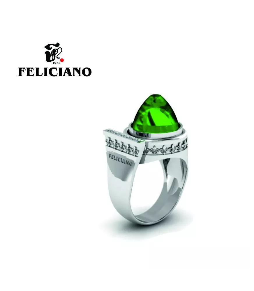 ANILLO DE PLATA, CUARZO HIDROTERMAL VERDE Y CIRCONITA