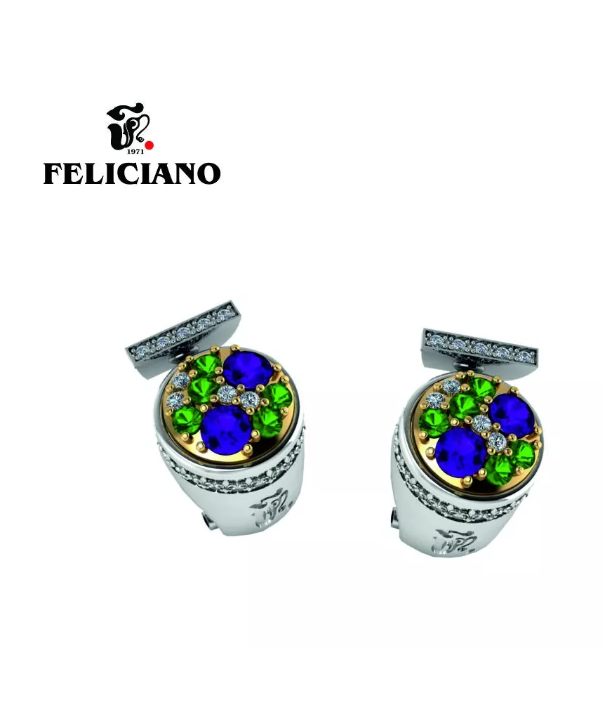 PENDIENTES  EN PLATA Y BRONCE CON CUARZO HIDROTERMAL Y CIRCONITA