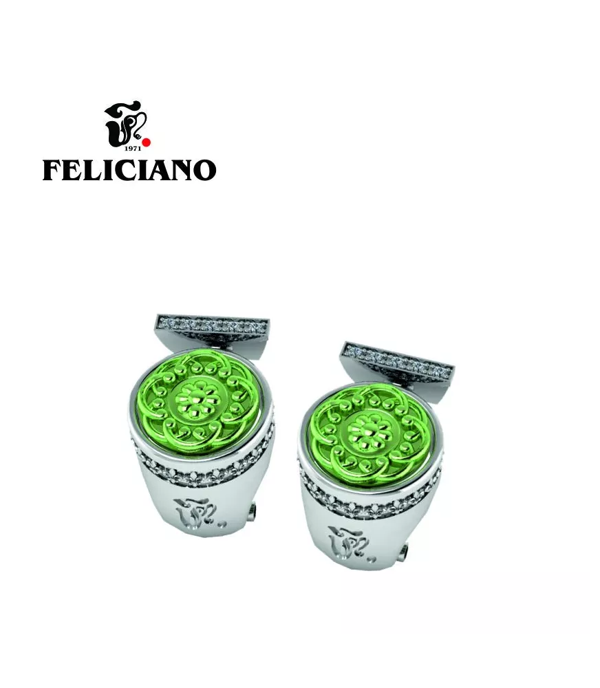 PENDIENTES EN PLATA, BRONCE OXIDADO EN VERDE Y CIRCONITAS