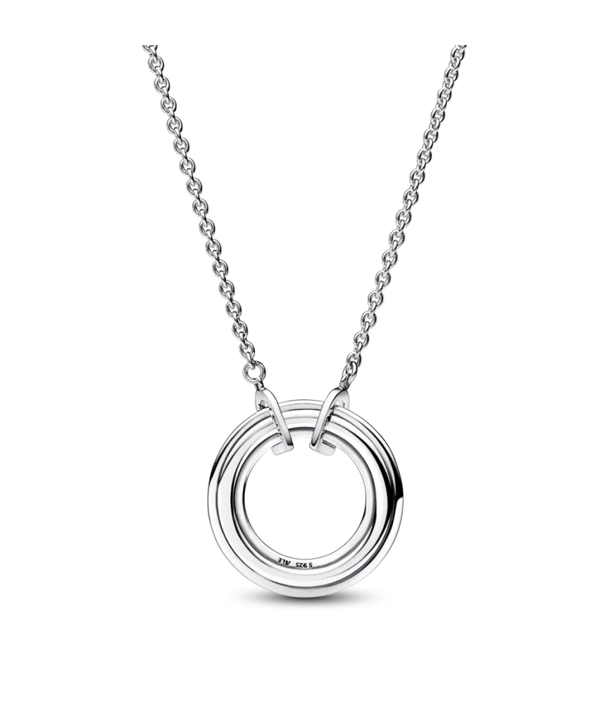 Collar Pandora Signature en plata de ley y con un recubrimiento en oro rosa de 14k Logo & Pavé en Dos Tonos