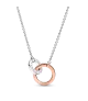 Collar Pandora Signature en plata de ley y con un recubrimiento en oro rosa de 14k Círculos Entrelazados en Dos Tonos