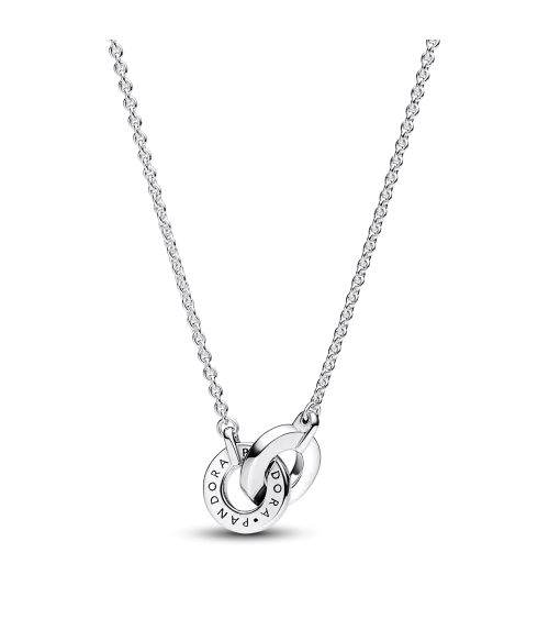 Collar Pandora Signature en plata de ley y con un recubrimiento en oro rosa de 14k Círculos Entrelazados en Dos Tonos