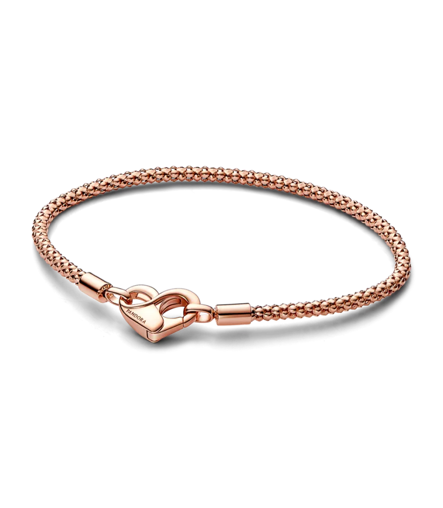 Pulsera Pandora Moments con un recubrimiento en oro rosa de 14k Cadena con Tachuelas