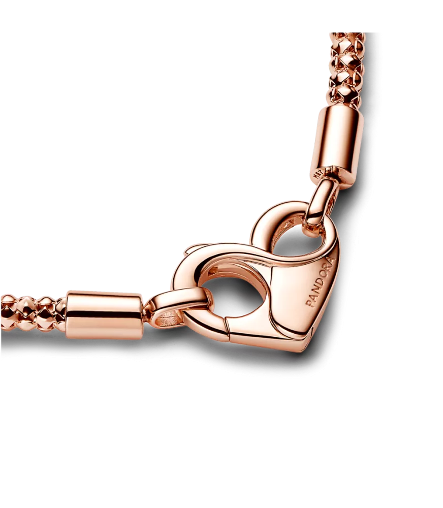 Pulsera Pandora Moments con un recubrimiento en oro rosa de 14k Cadena con Tachuelas