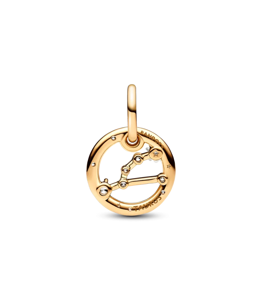  Charm Colgante con un recubrimiento en oro de 14k Zodiaco Tauro