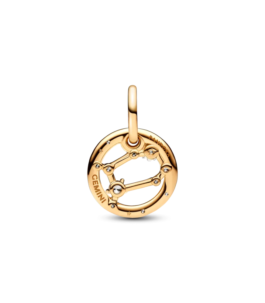 Charm Colgante con un recubrimiento en oro de 14k Zodiaco Géminis