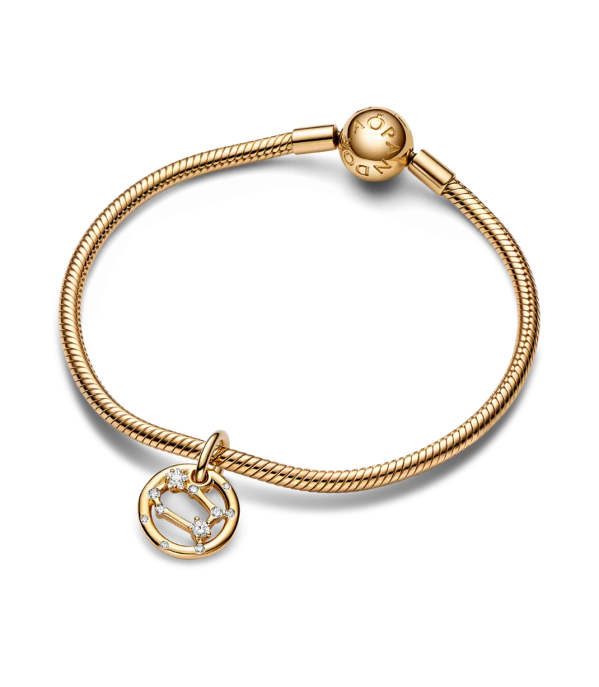 Charm Colgante con un recubrimiento en oro de 14k Zodiaco Géminis