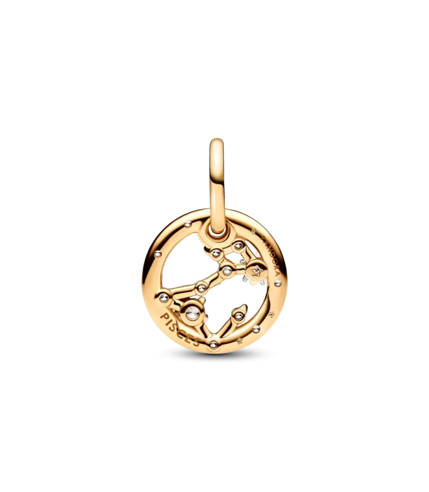 Charm Colgante con un recubrimiento en oro de 14k Zodiaco Piscis