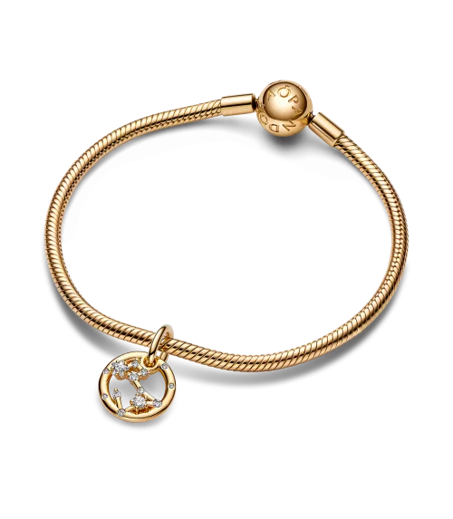 Charm Colgante con un recubrimiento en oro de 14k Zodiaco Piscis