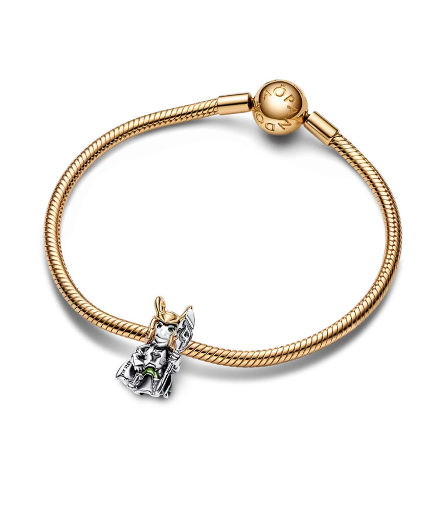 Charm en plata de ley y con un recubrimiento en oro de 14k Loki de Marvel