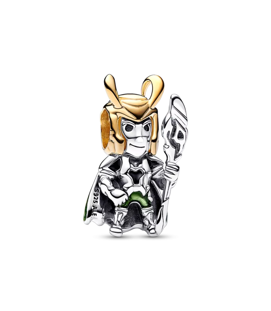 Charm en plata de ley y con un recubrimiento en oro de 14k Loki de Marvel