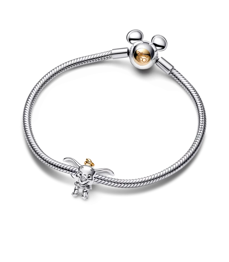 Charm en plata de ley Dumbo 100 Aniversario de Disney con Diamante sintético 0.009 ct TW GHI SI1 