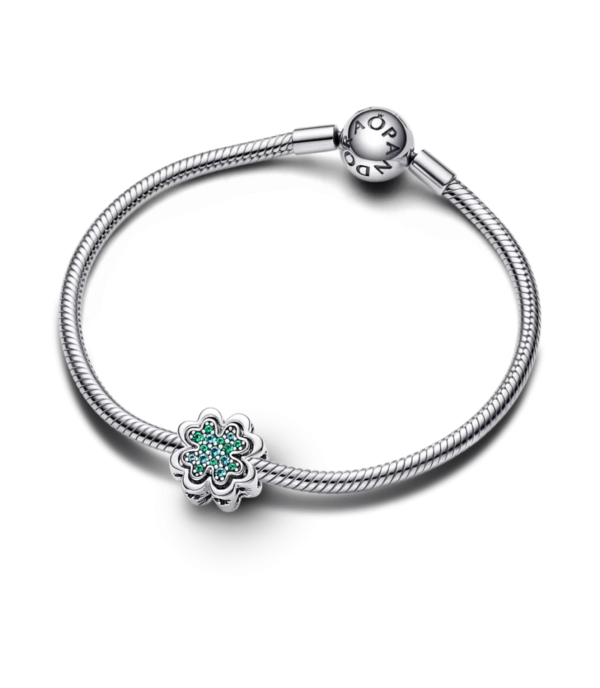 Charm Divisible en plata de ley Trébol de Cuatro Hojas