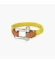 Pulsera Grillete Elastic CXC, en metal bañado en plata, con cuero liso.