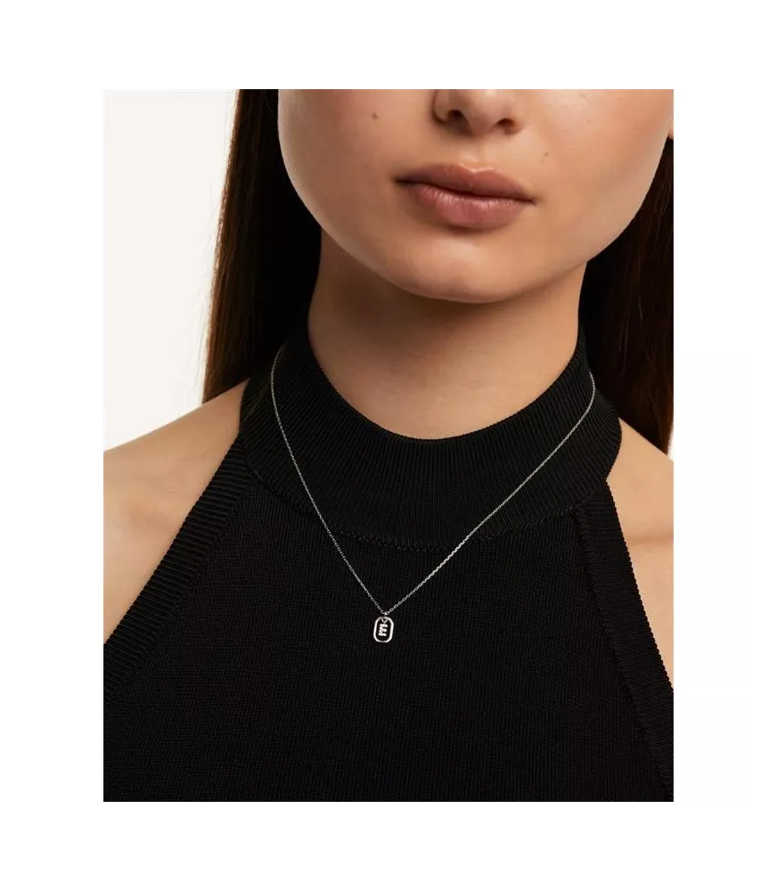 Collar P D Paola, letra E mini, en plata 925 milésimas y circonitas.