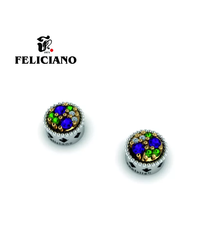 PENDIENTE PEQUEÑO EN PLATA, BRONCE, CIRCONITA Y CUARZO HIDROTERMAL