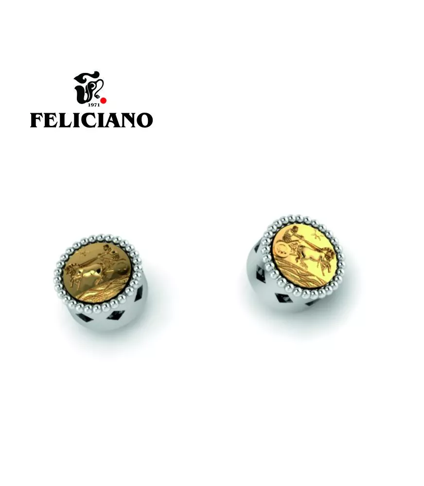 PENDIENTE PEQUEÑO EN PLATA Y BRONCE CUADRIGA