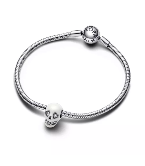 Charm en plata de ley Calavera Brillante que brilla en la oscuridad 