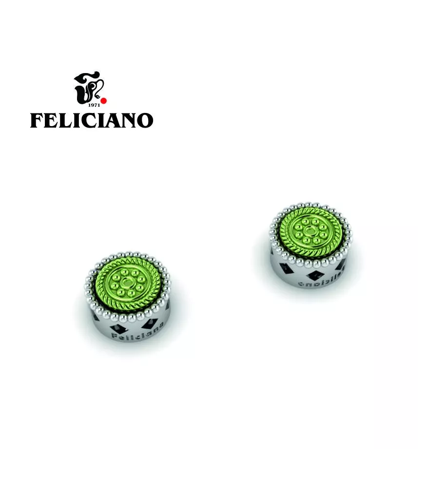 PENDIENTE PEQUEÑO EN PLATA Y BRONCE OXIDADO VERDE