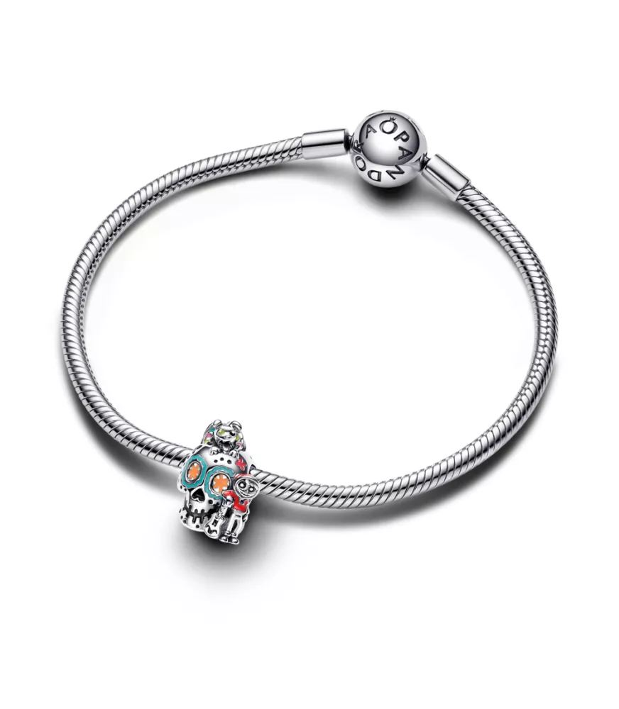 Charm en plata de ley Miguel & Calavera Dante que brilla en la oscuridad Coco de Disney Pixar