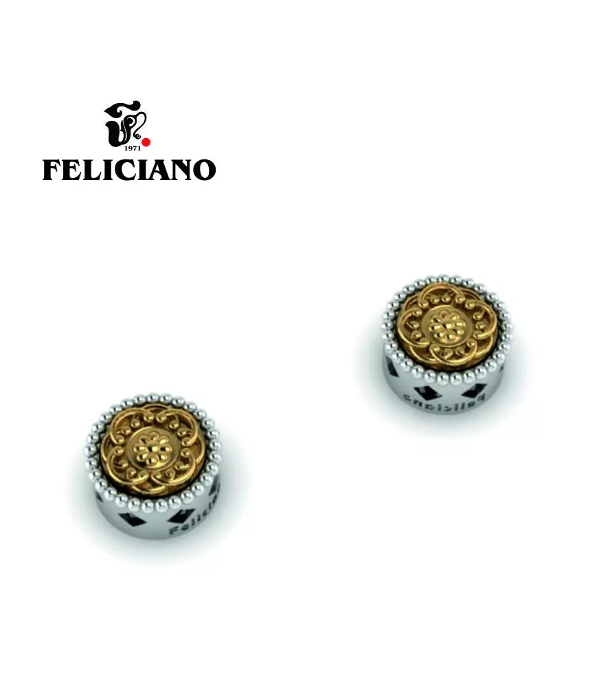 PENDIENTE PEQUEÑO EN PLATA Y BRONCE LABRADO