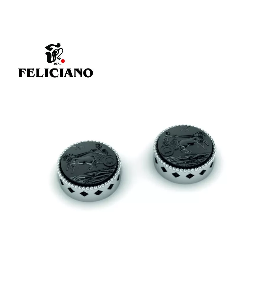 PENDIENTE GRANDE EN PLATA Y PLATA OXIDADA CUADRIGA