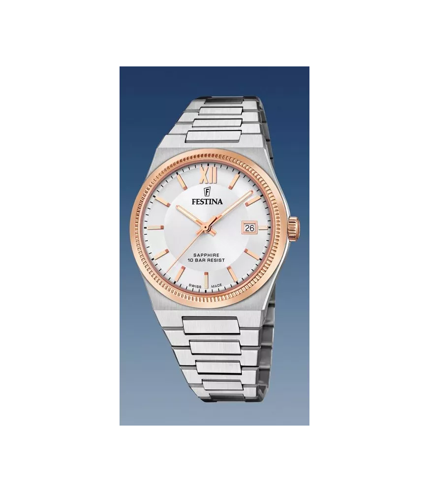 Reloj Festina Swiss Made F20036/1, para hombre con cristal zafiro.