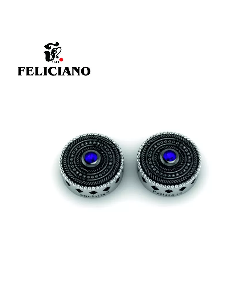 PENDIENTE GRANDE EN PLATA Y PLATA OXIDADA CON CUARZO HIDROTERMAL MORADO