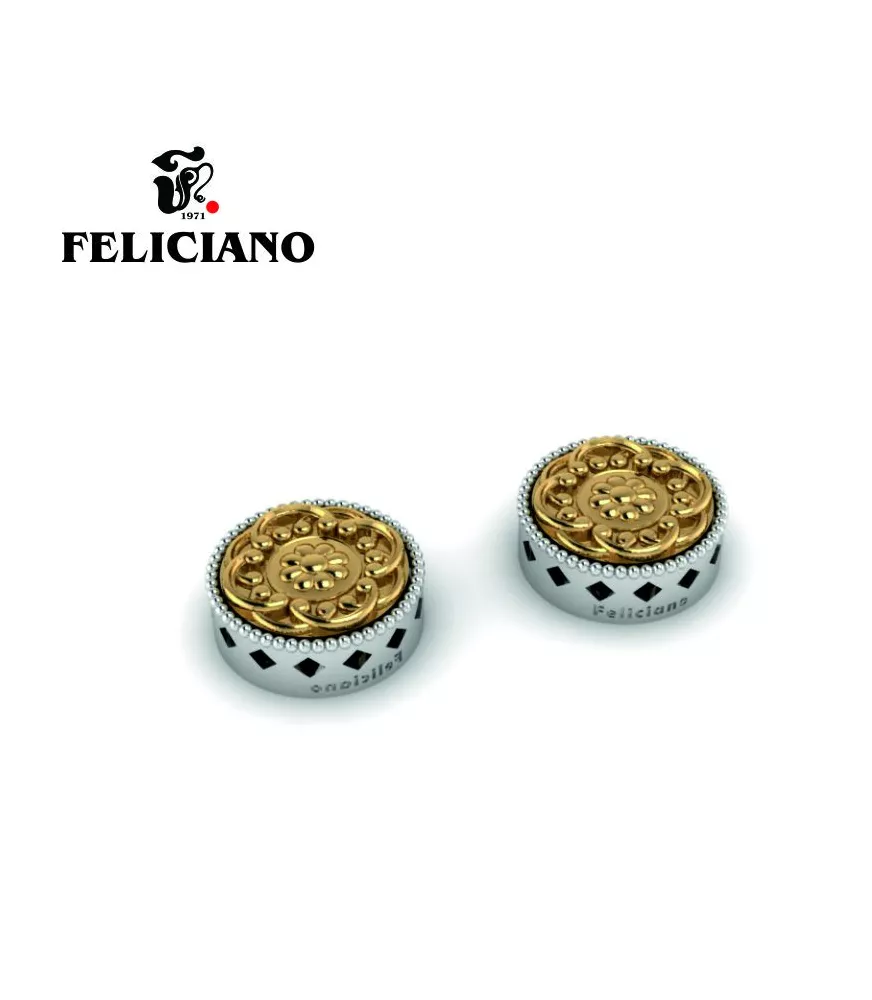 PENDIENTE GRANDE EN PLATA Y BRONCE LABRADO