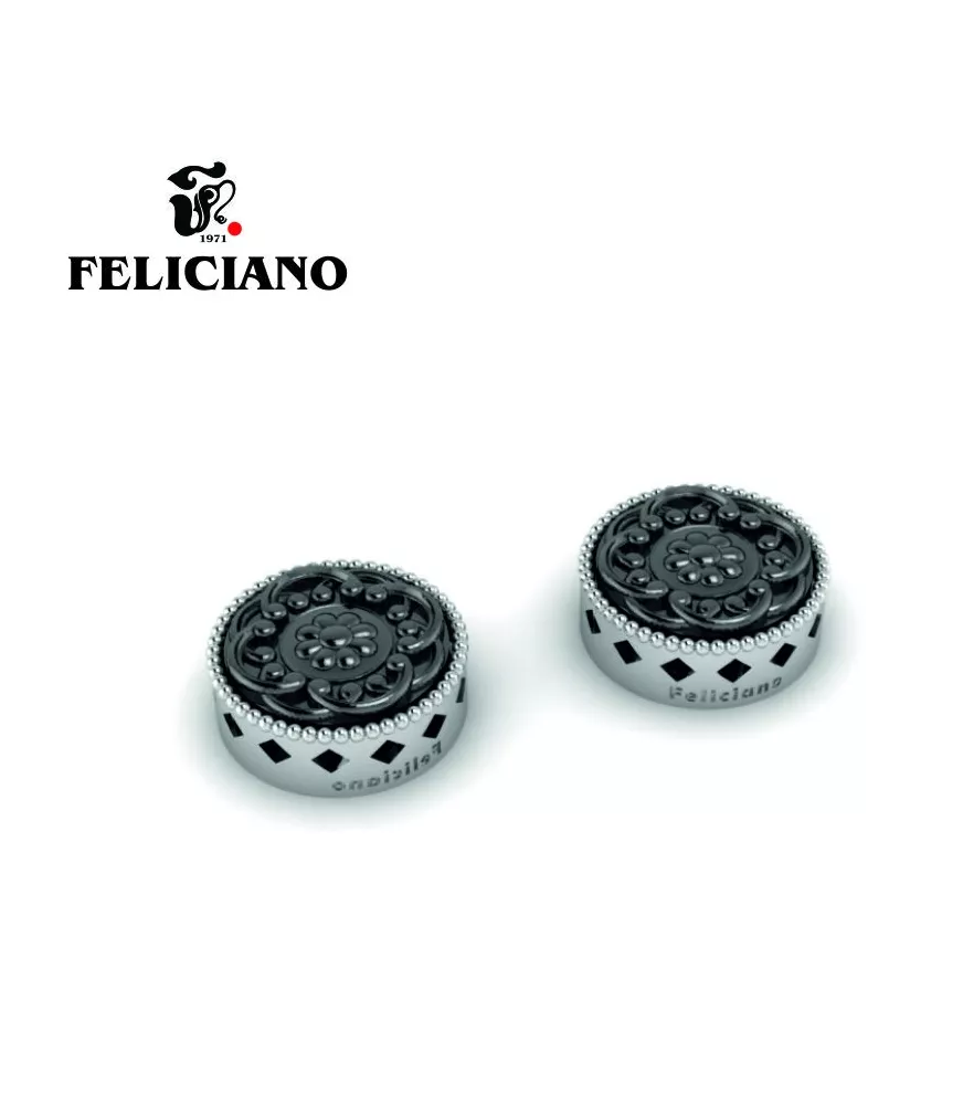 PENDIENTE GRANDE EN PLATA Y PLATA OXIDADA LABRADA