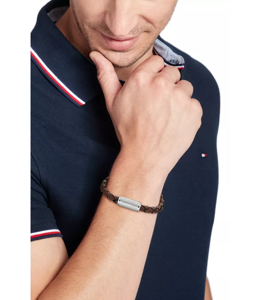 Pulsera para hombre Tommy Hilfiger de cuero trenzado y acero.2790482