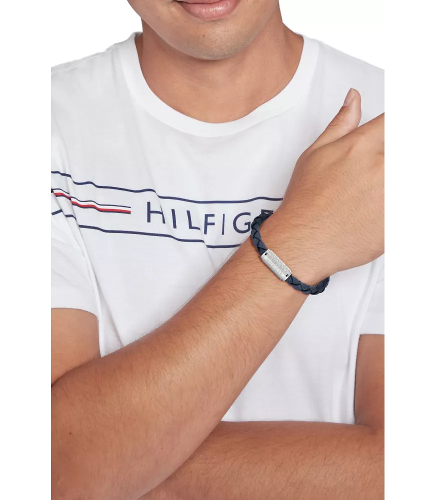 Pulsera para hombre Tommy Hilfiger de cuero trenzado y acero.2790480