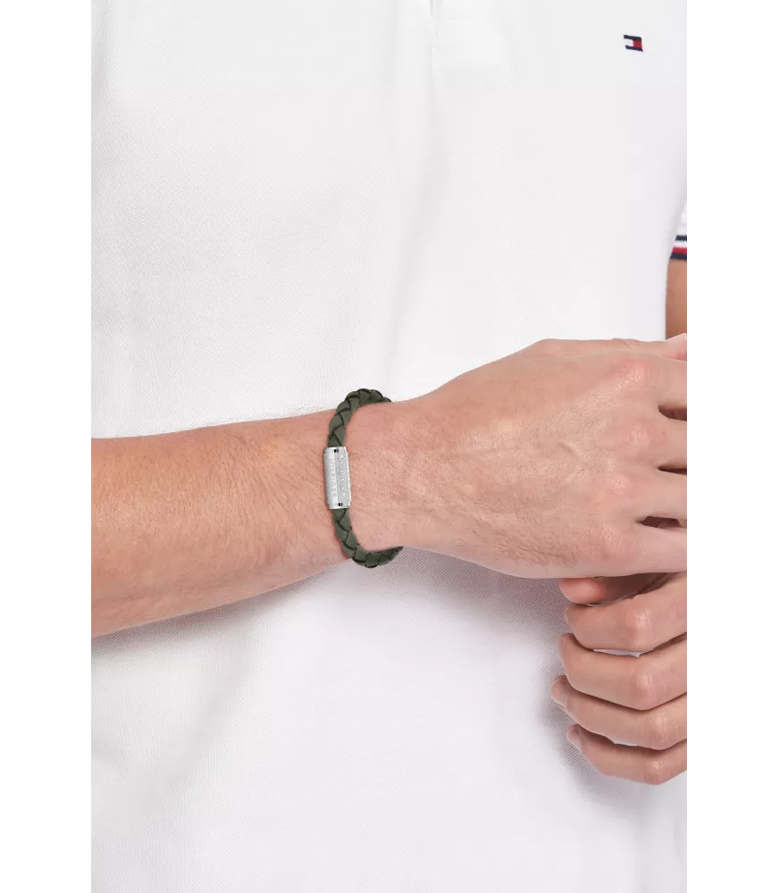 Pulsera para hombre Tommy Hilfiger de cuero trenzado y acero.2790480