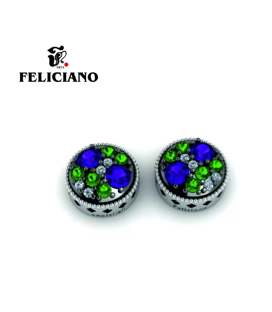 PENDIENTE GRANDE EN PLATA CON CIRCONITA Y CUARZO HIDROTERMAL