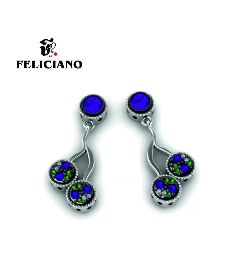 PENDIENTE LARGO EN PLATA, CIRCONITA Y CUARZOS HIDROTERMALES