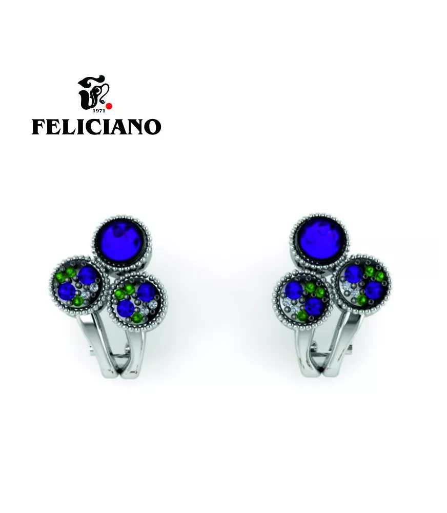 PENDIENTE  CORTO EN PLATA, CIRCONITA Y CUARZO HIDROTERMAL EN DOS TONOS