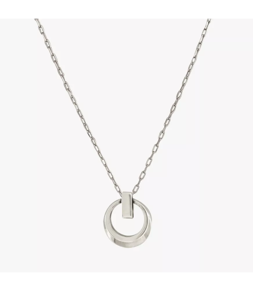 Collar CXC On-Off, en metal bañado en plata.