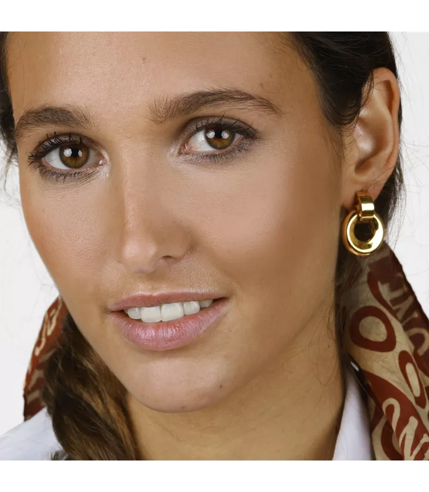 Pendientes Laurel CXC, en metal bañado en oro