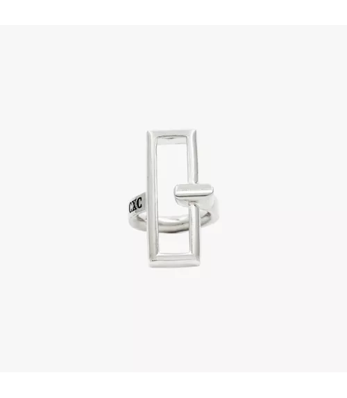 Anillo Poniente CXC, en latón bañado en plata