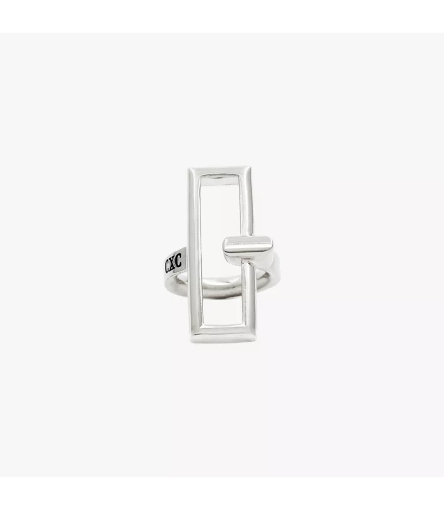 Anillo Poniente CXC, en latón bañado en plata