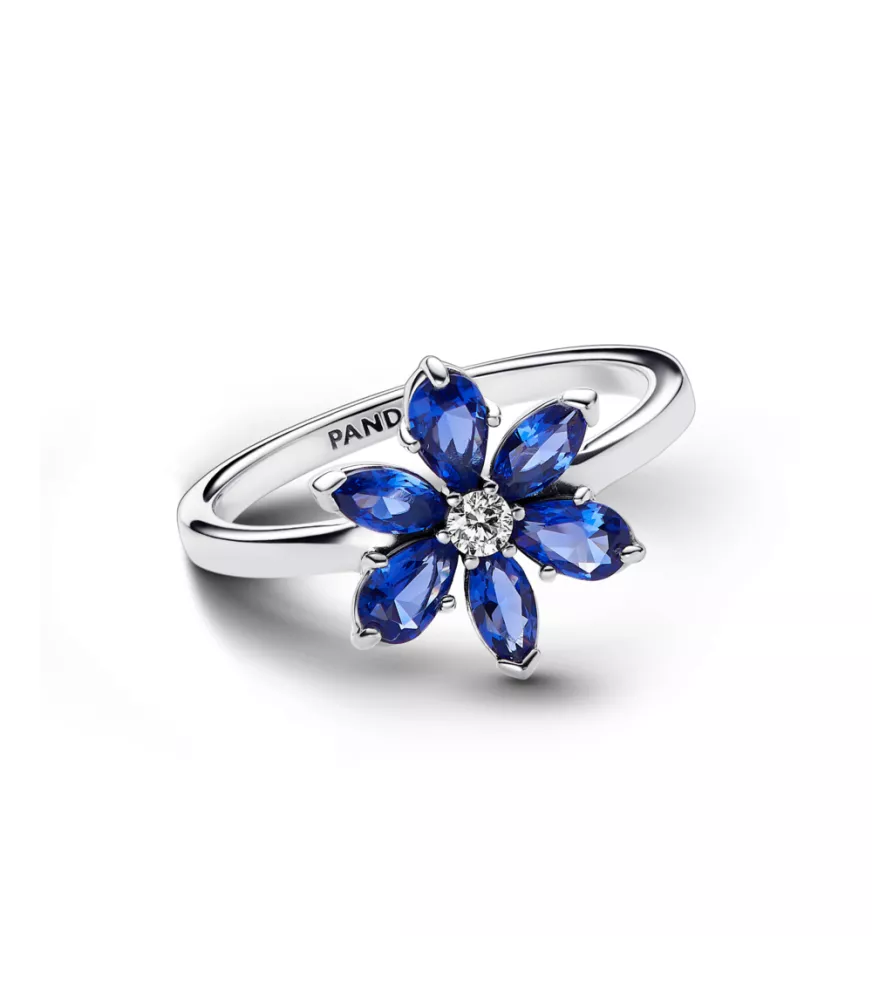 Anillo en plata de ley Herbario Brillante Azul