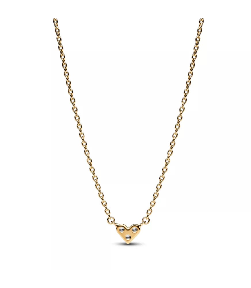 Collar con un recubrimiento en oro de 14k Corazón Triple Gema​