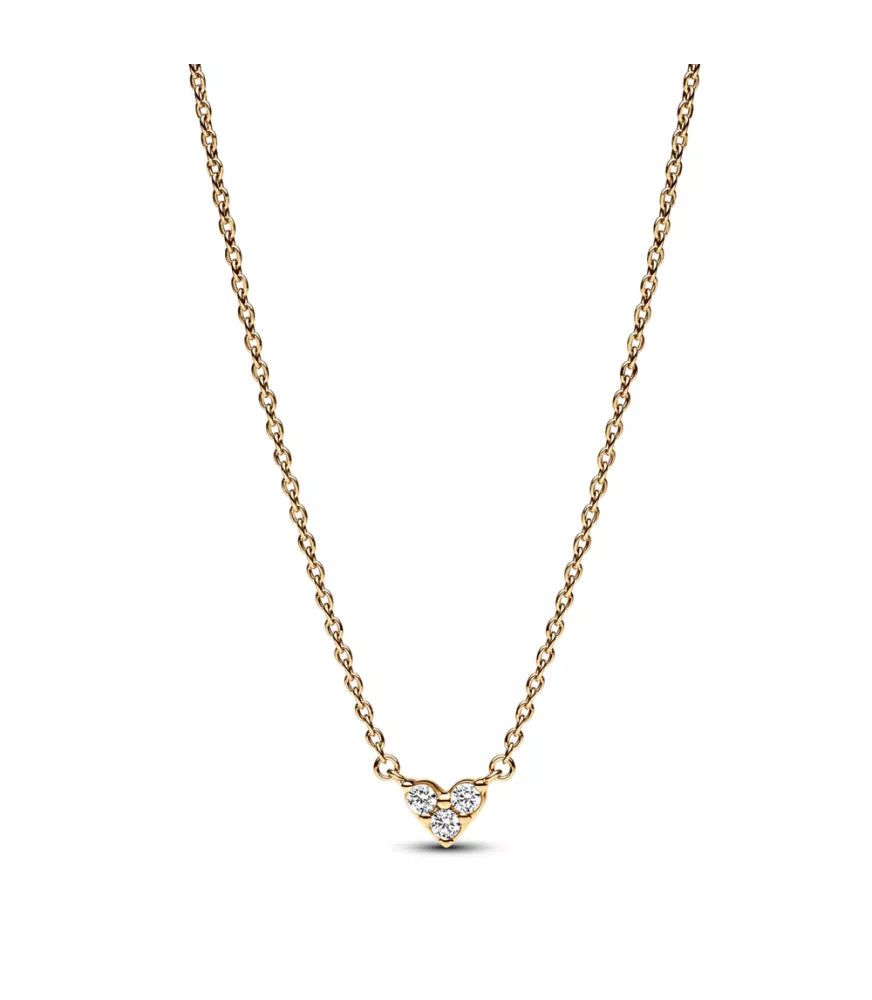 Collar con un recubrimiento en oro de 14k Corazón Triple Gema​